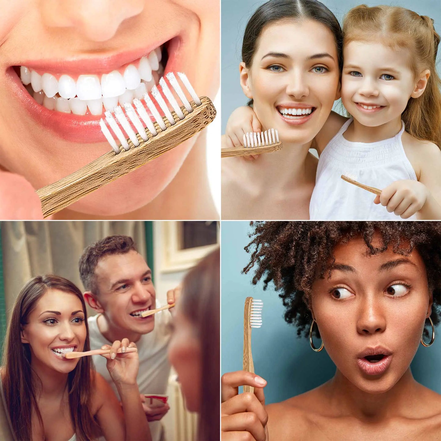 Bamboo Toothbrush Set 5-Pack - Eco-Friendly, Biodegradable.