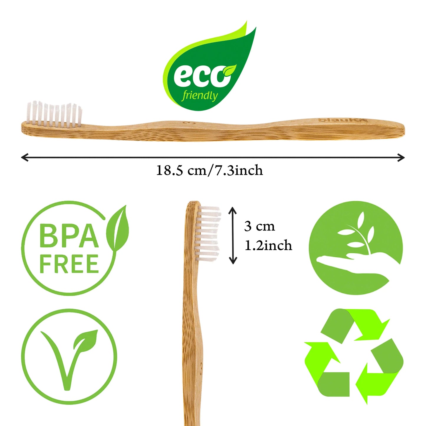 Bamboo Toothbrush Set 5-Pack - Eco-Friendly, Biodegradable.